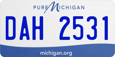 MI license plate DAH2531