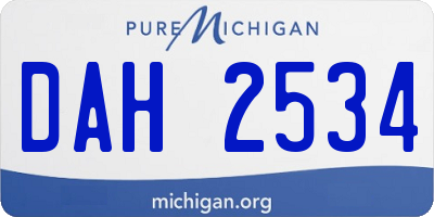 MI license plate DAH2534