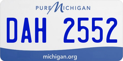 MI license plate DAH2552