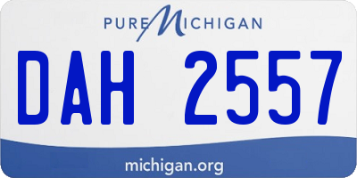 MI license plate DAH2557