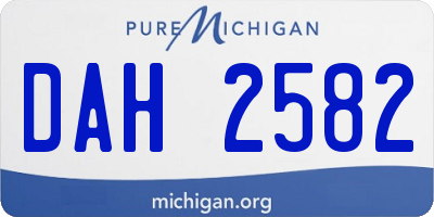 MI license plate DAH2582