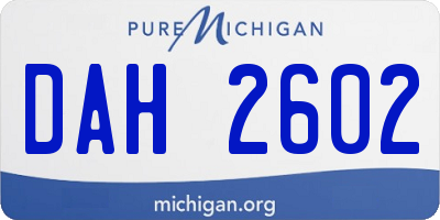 MI license plate DAH2602