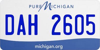 MI license plate DAH2605