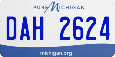 MI license plate DAH2624