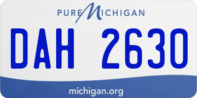 MI license plate DAH2630