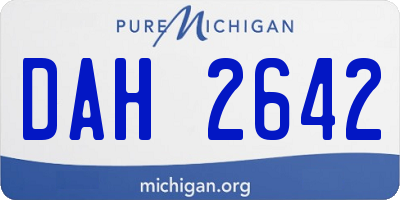 MI license plate DAH2642