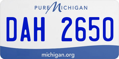MI license plate DAH2650