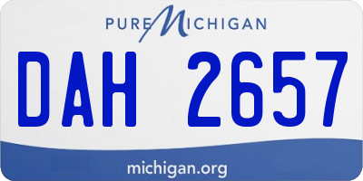 MI license plate DAH2657