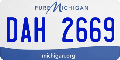 MI license plate DAH2669