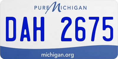 MI license plate DAH2675