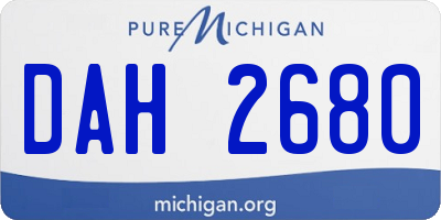 MI license plate DAH2680