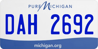 MI license plate DAH2692