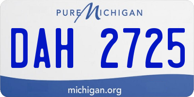 MI license plate DAH2725
