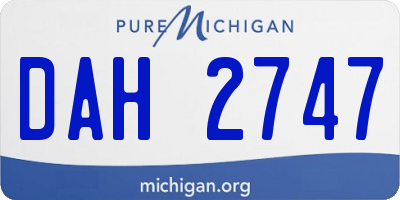 MI license plate DAH2747