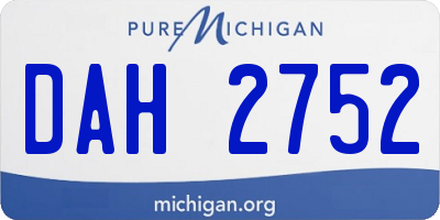 MI license plate DAH2752
