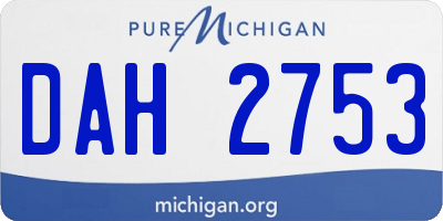 MI license plate DAH2753