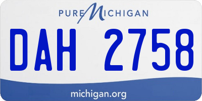 MI license plate DAH2758
