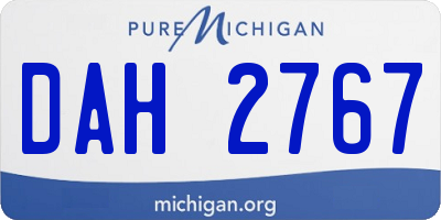 MI license plate DAH2767