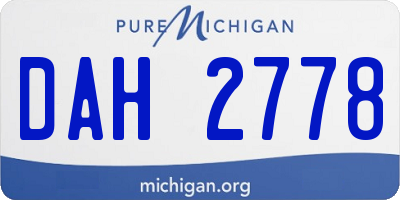 MI license plate DAH2778