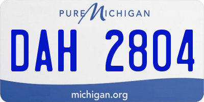 MI license plate DAH2804