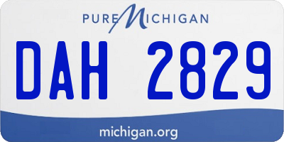 MI license plate DAH2829