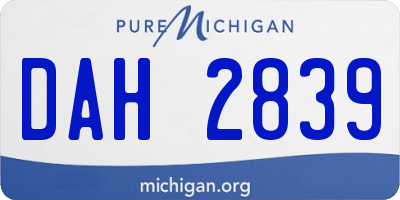 MI license plate DAH2839