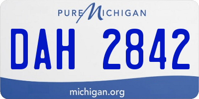 MI license plate DAH2842