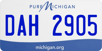 MI license plate DAH2905