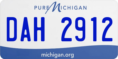 MI license plate DAH2912
