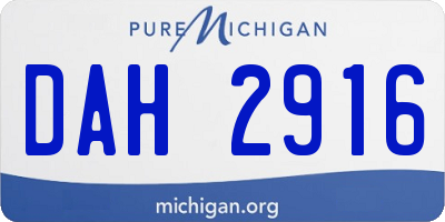 MI license plate DAH2916