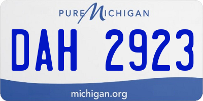 MI license plate DAH2923