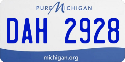 MI license plate DAH2928