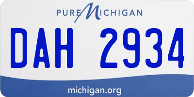 MI license plate DAH2934