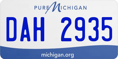 MI license plate DAH2935