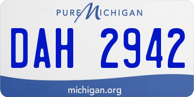 MI license plate DAH2942