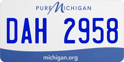 MI license plate DAH2958