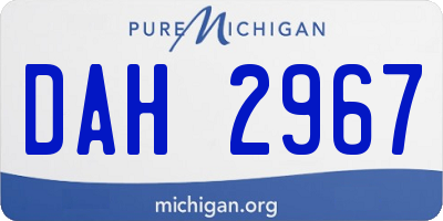 MI license plate DAH2967
