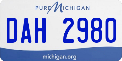 MI license plate DAH2980