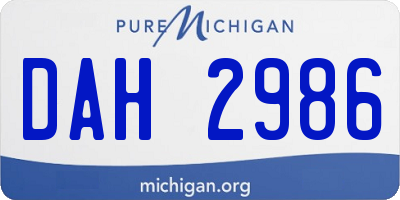 MI license plate DAH2986