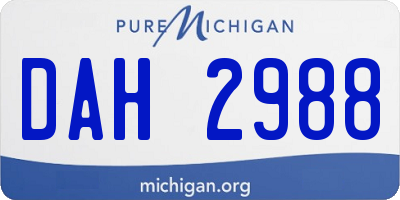 MI license plate DAH2988