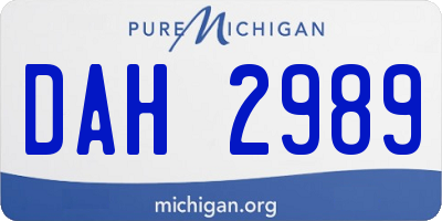 MI license plate DAH2989