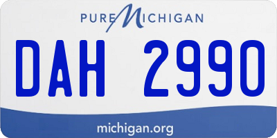 MI license plate DAH2990