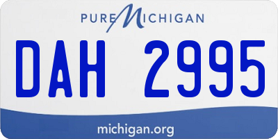 MI license plate DAH2995