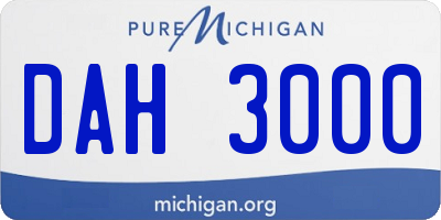 MI license plate DAH3000