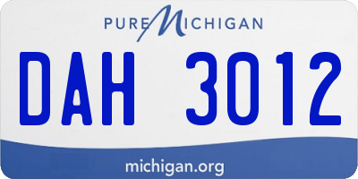 MI license plate DAH3012