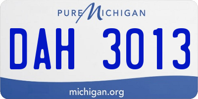 MI license plate DAH3013