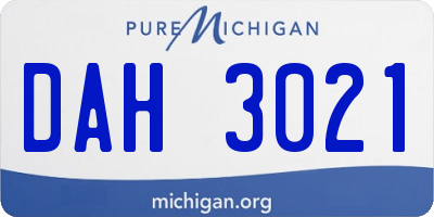 MI license plate DAH3021