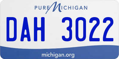 MI license plate DAH3022