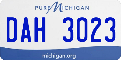 MI license plate DAH3023