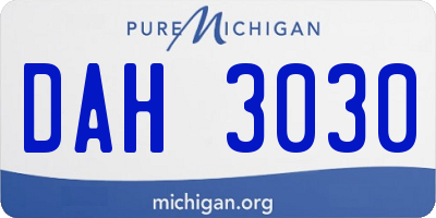 MI license plate DAH3030